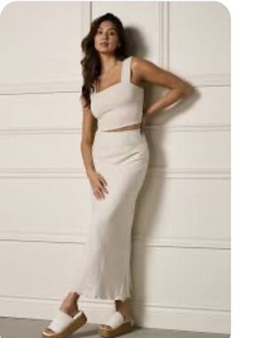 Womance Cream Knit Maxi Skirt